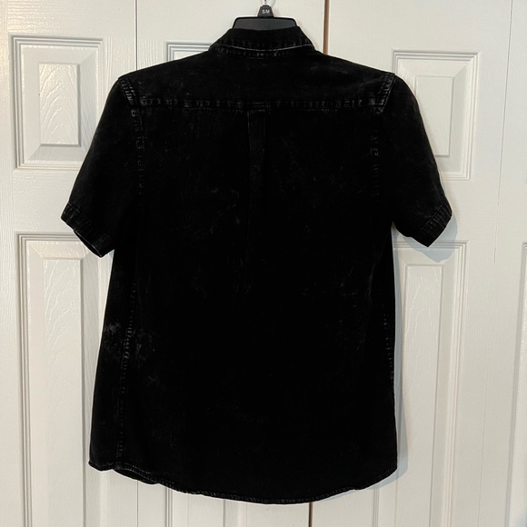 ASOS black acid wash s/s button down small - Picture 3 of 3